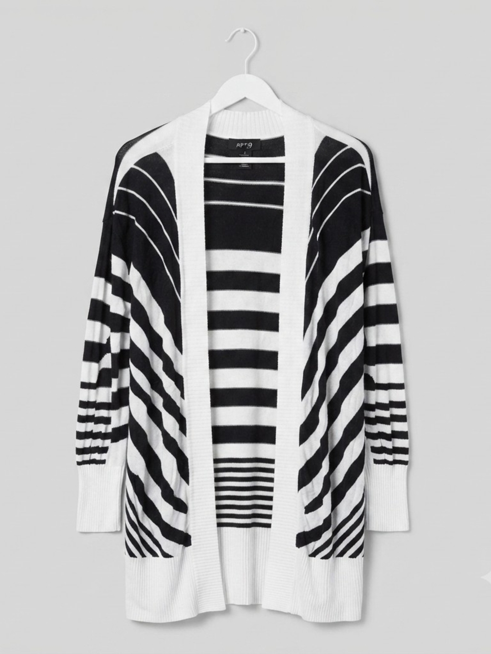 Apt. 9 Black and White Striped Open Cardigan